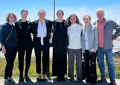 From left: UCLA Prof. Julia Stein, Law Fellow Ruthie Lazenby, Maeve Anderson, and Ana Mackay Peltzer with representatives from the Surfrider Foundation