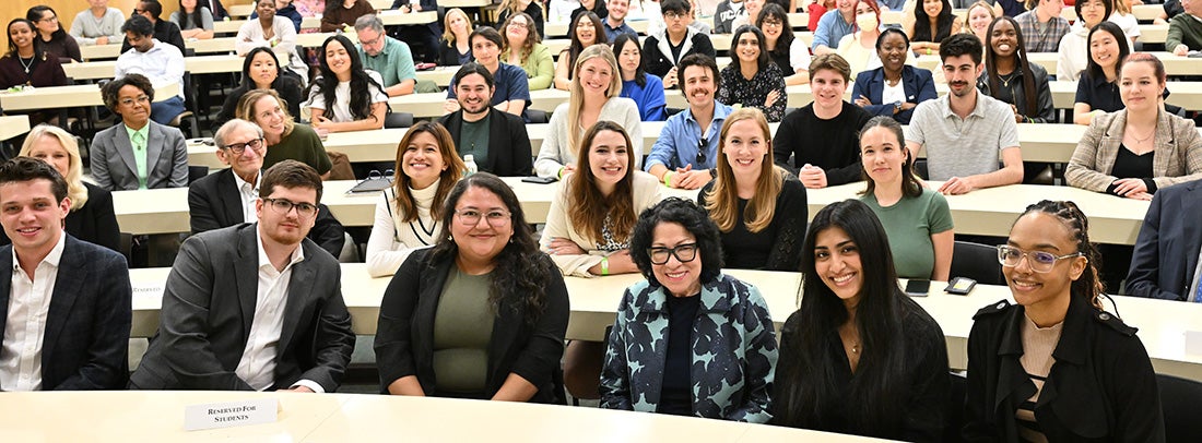 Supreme Court Justice Sonia Sotomayor poses with the audience at UCLA Law