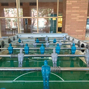 A foosball table