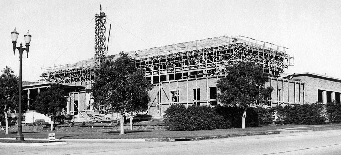 The law building nears its 1951 completion and opening