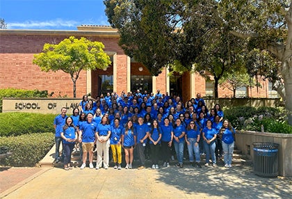 MLS students standing in front of the UCLA School of Law building