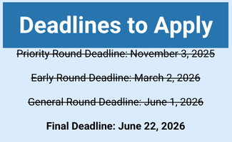 Graphic displaying the Master of Legal Studies Program Application deadlines. The Final round deadline is June 22, 2026.