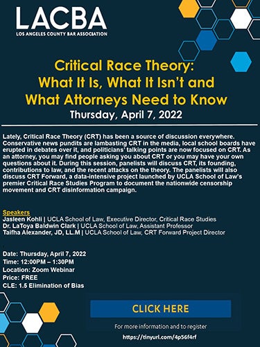 Flyer for the program, Critical Race Theory: What It Is, What It Isn’t and What Attorneys Need to Know