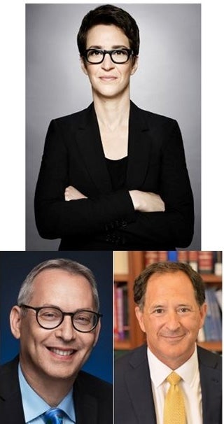 Clockwise from top: Rachel Maddow, Russell Korobkin, Richard Hasen