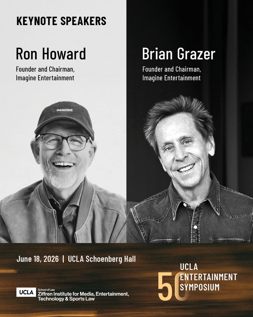 2026 UCLA Entertainment Symposium speakers: (Ron Howard (left) and brian grazer (right)
