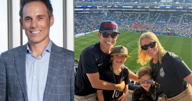 Michael Brown prortrait (left) and Michael with his family (right)
