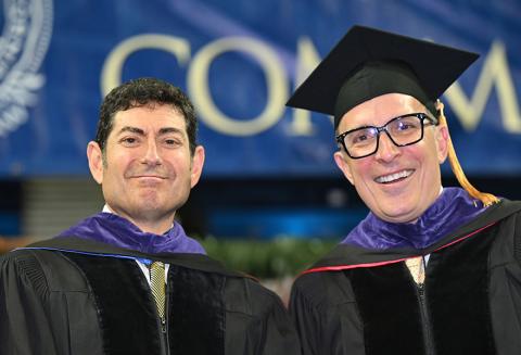 From left: Mariano-Florentino (Tino) Cuéllar and Dean Michael Waterstone