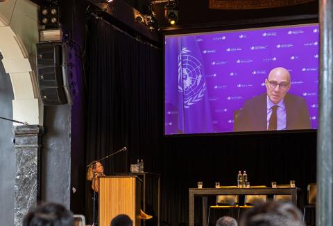 UN High Commissioner for Human Rights Volker Türk provides keynote remarks. Photo credit: Anisa Xhomaqi